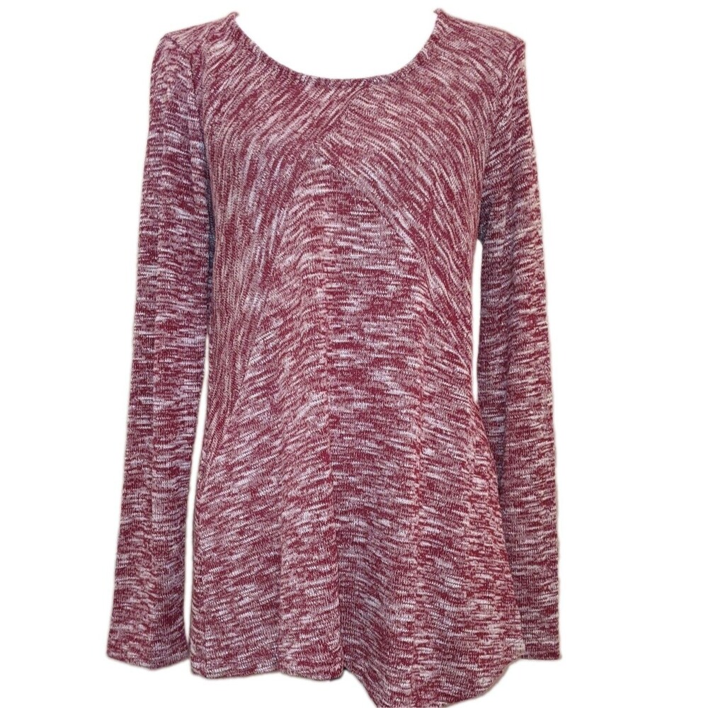 Signature Studio Sweater Red White Heather Long Sleeve Pullover Large